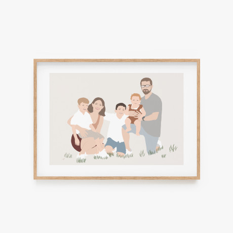 Custom portrait with details and faces line eyes | 1-12 characters