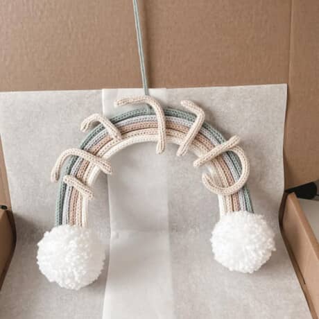 Personalized knitted name on a rainbow | Hebrew