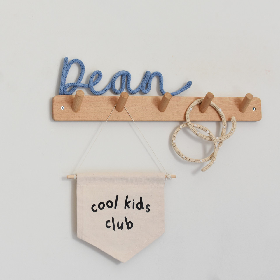 Welcome baby gift set | Knitted name, pretzel and wall flag