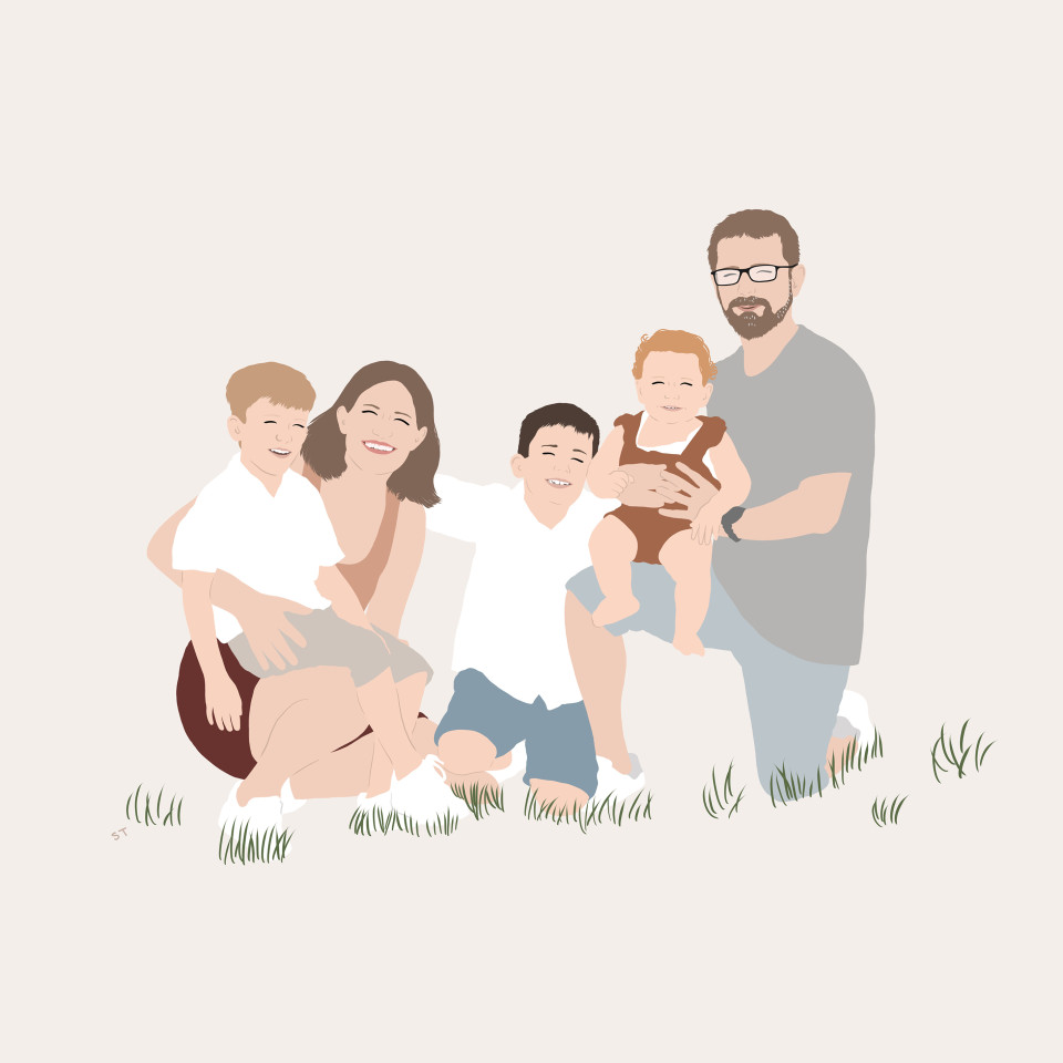 Custom portrait with details and faces line eyes | 1-12 characters