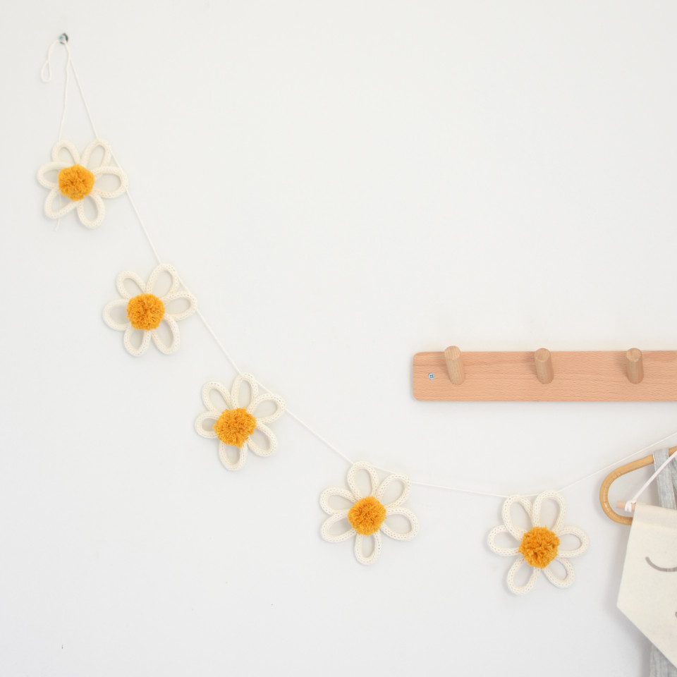 Knitted flower or flowers garland