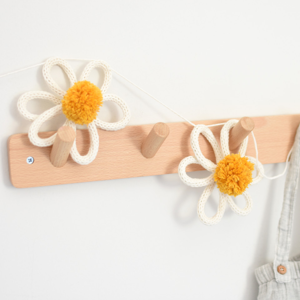 Knitted flower or flowers garland