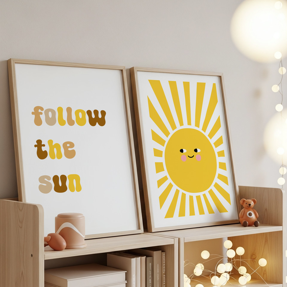 Kids room print set of 2 | Sun