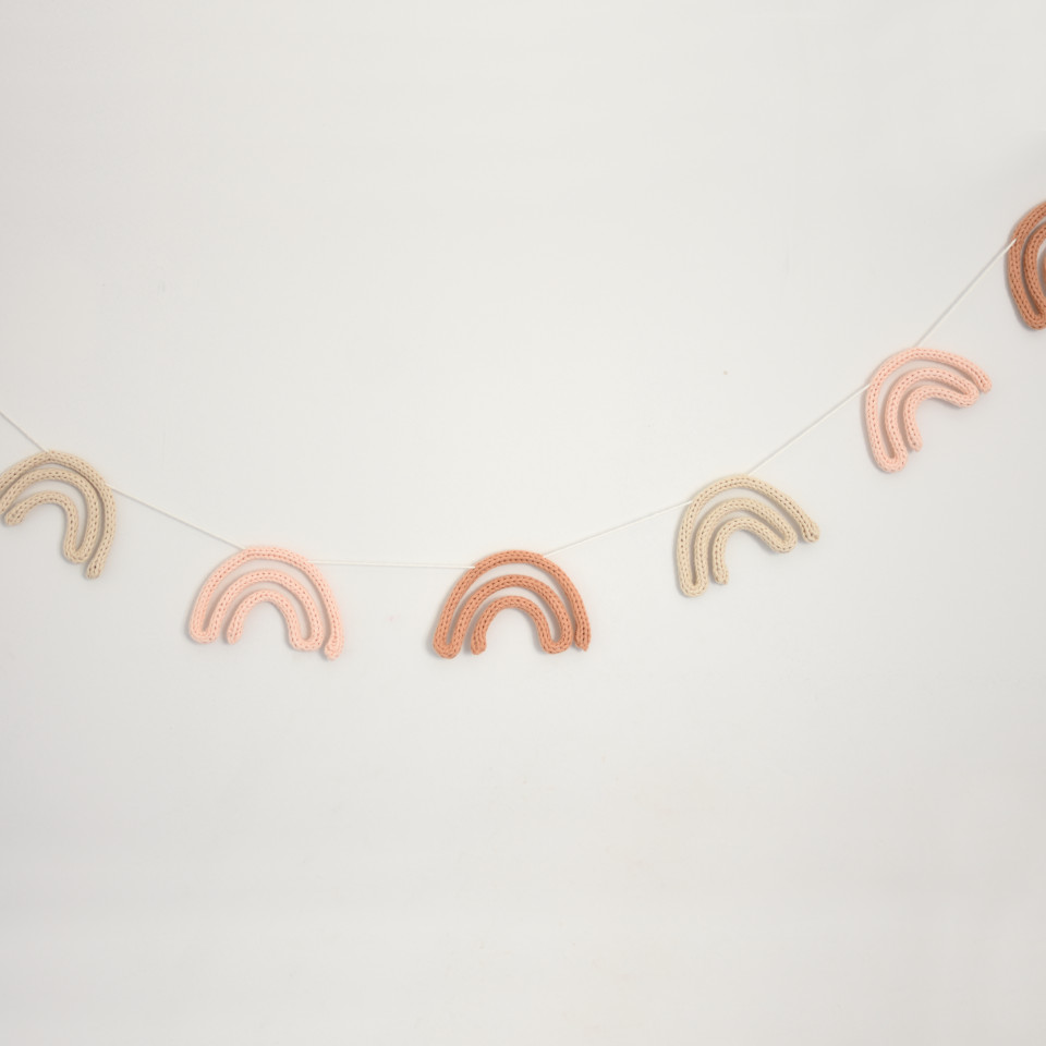 Knitted rainbows garland