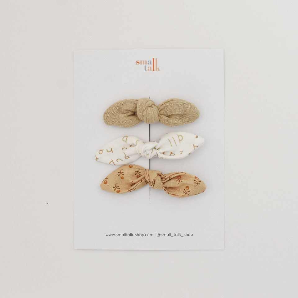 מארז שלישיית פפיונים חול, מילים ופרחים | סיכות או סרטים