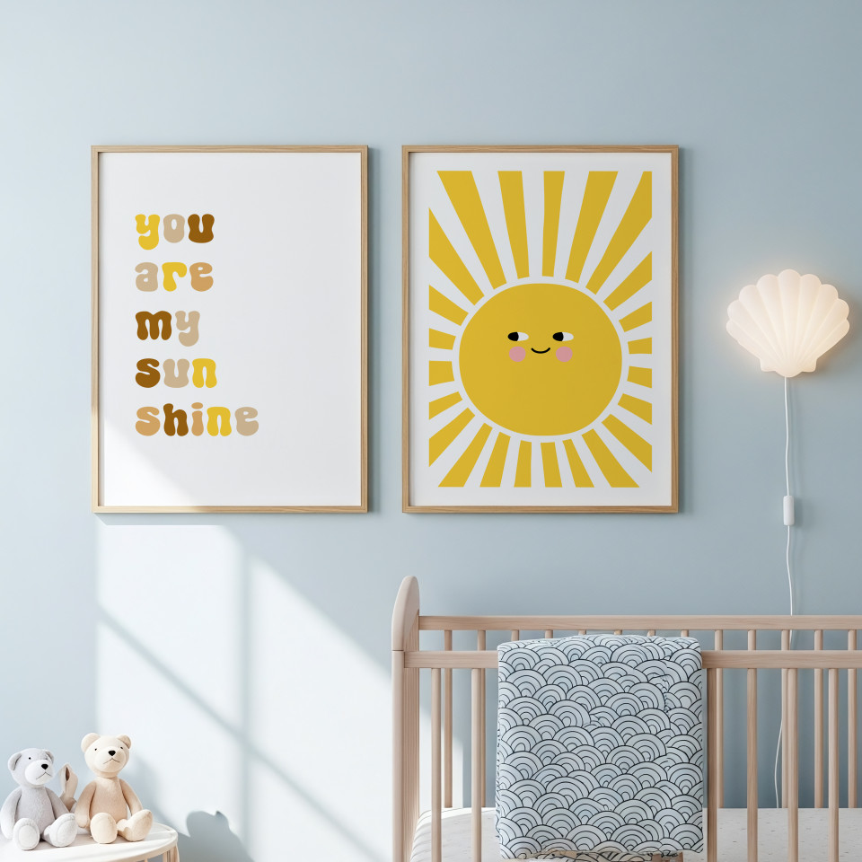 Kids room print set of 2 | Sun
